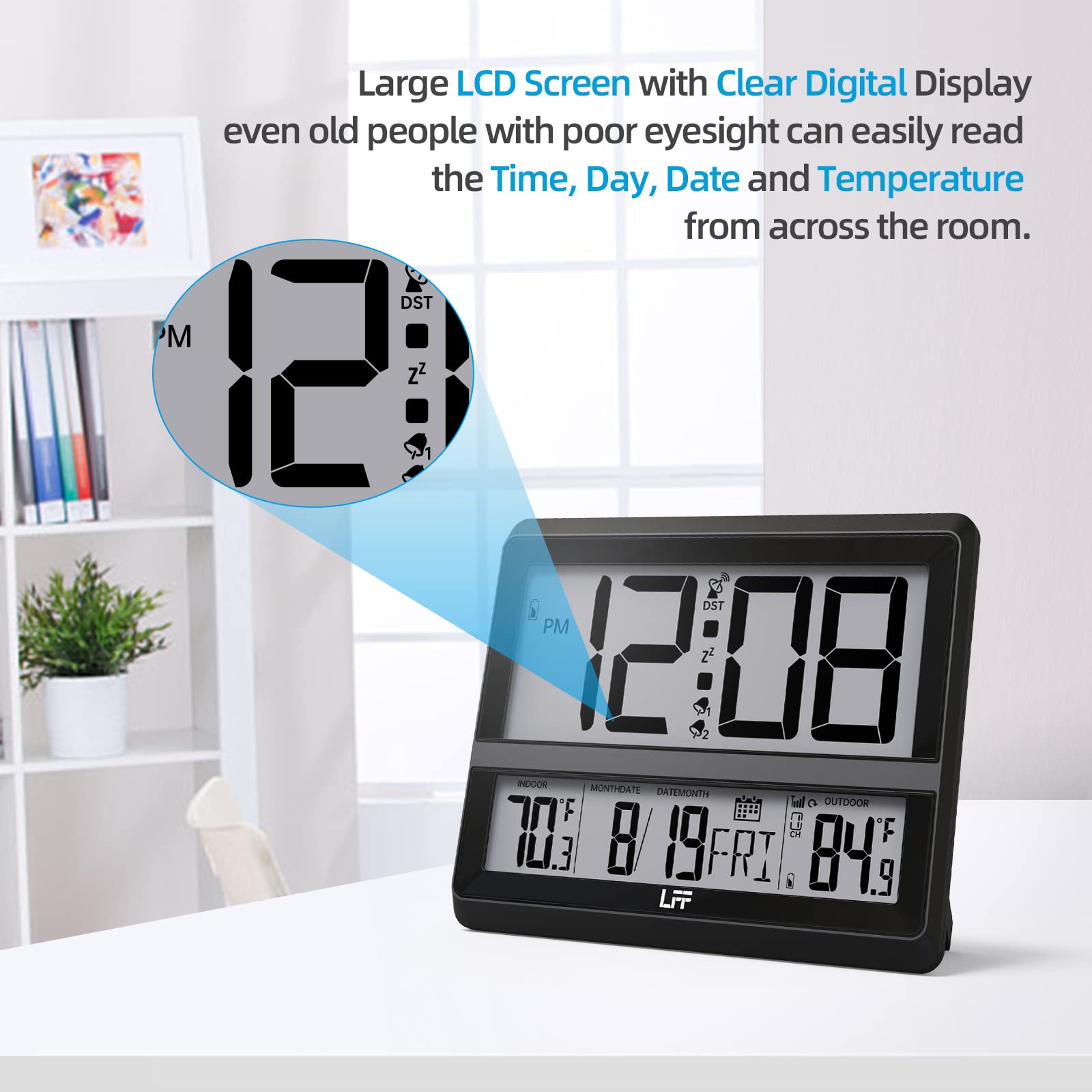 LFF LWC-204 Digital Wall Clock with Temp Display
