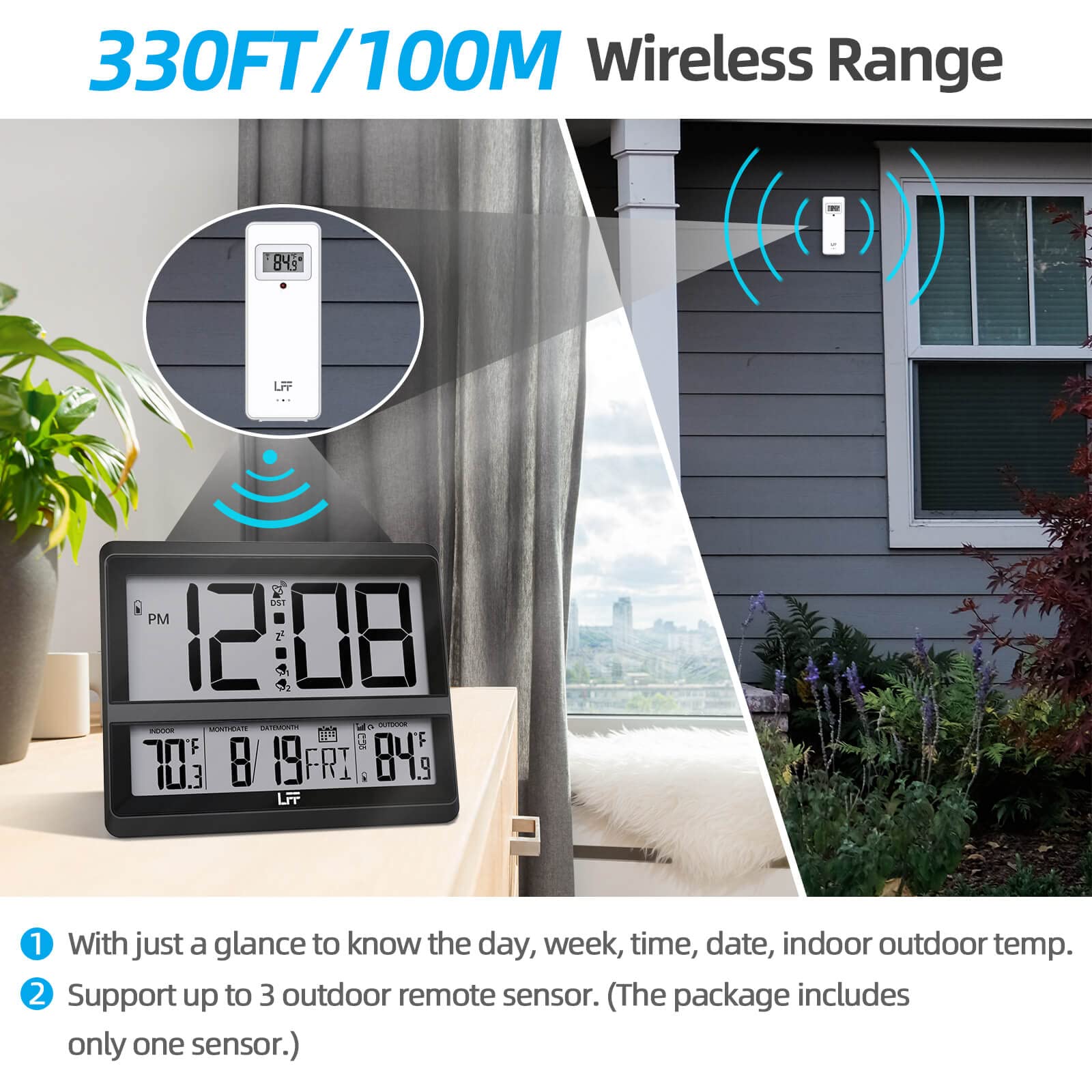LFF LWC-204 Digital Wall Clock with Temp Display