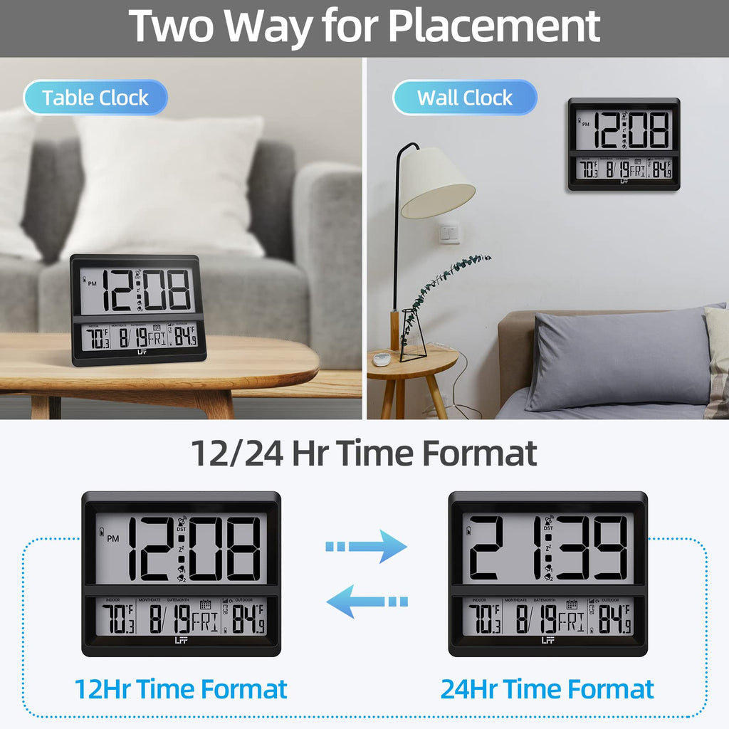 LFF LWC-204 Digital Wall Clock with Temp Display