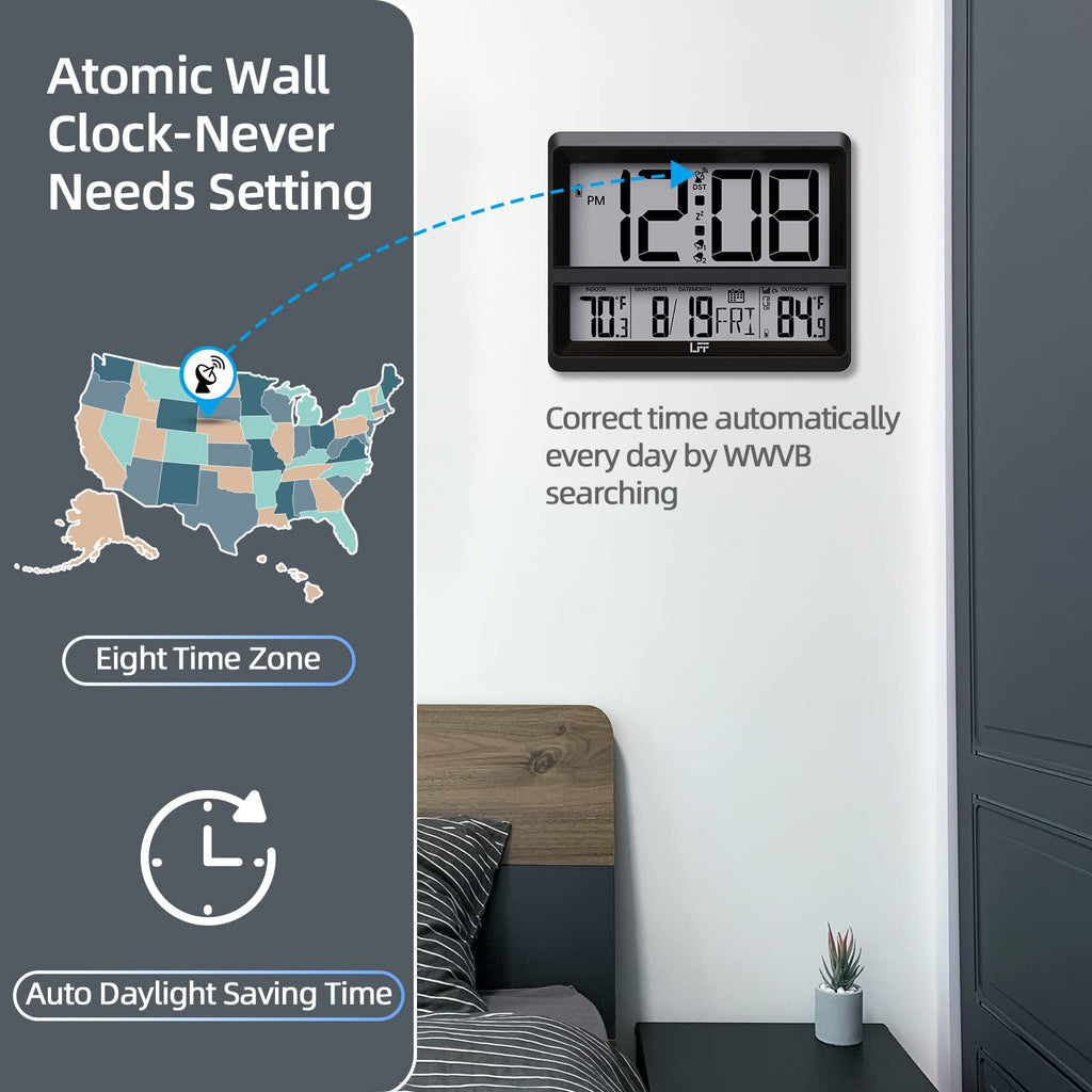 LFF LWC-204 Digital Wall Clock with Temp Display
